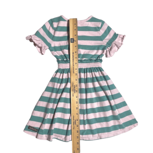 Matilda Jane Camp MJC True North Dress 4 GUC Green Pink Stripe - Picture 3 of 5